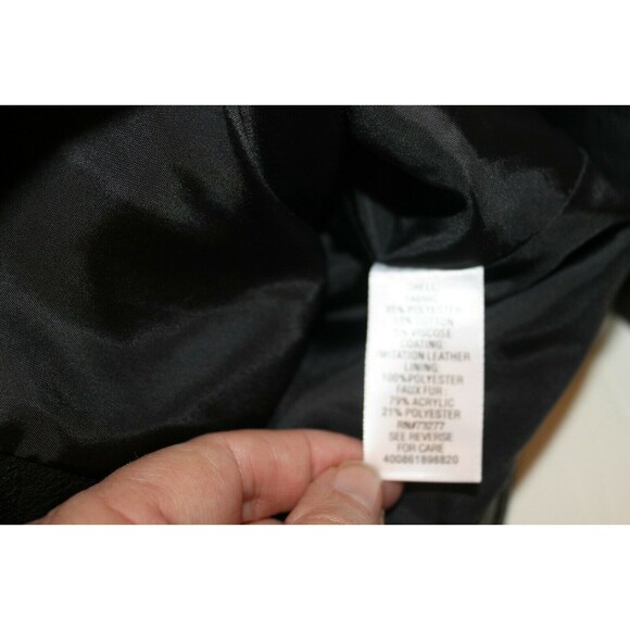 Candies Motorcycle Jacket Black Faux Leather Removable Pink Fur Collar XL - Picture 6 of 7